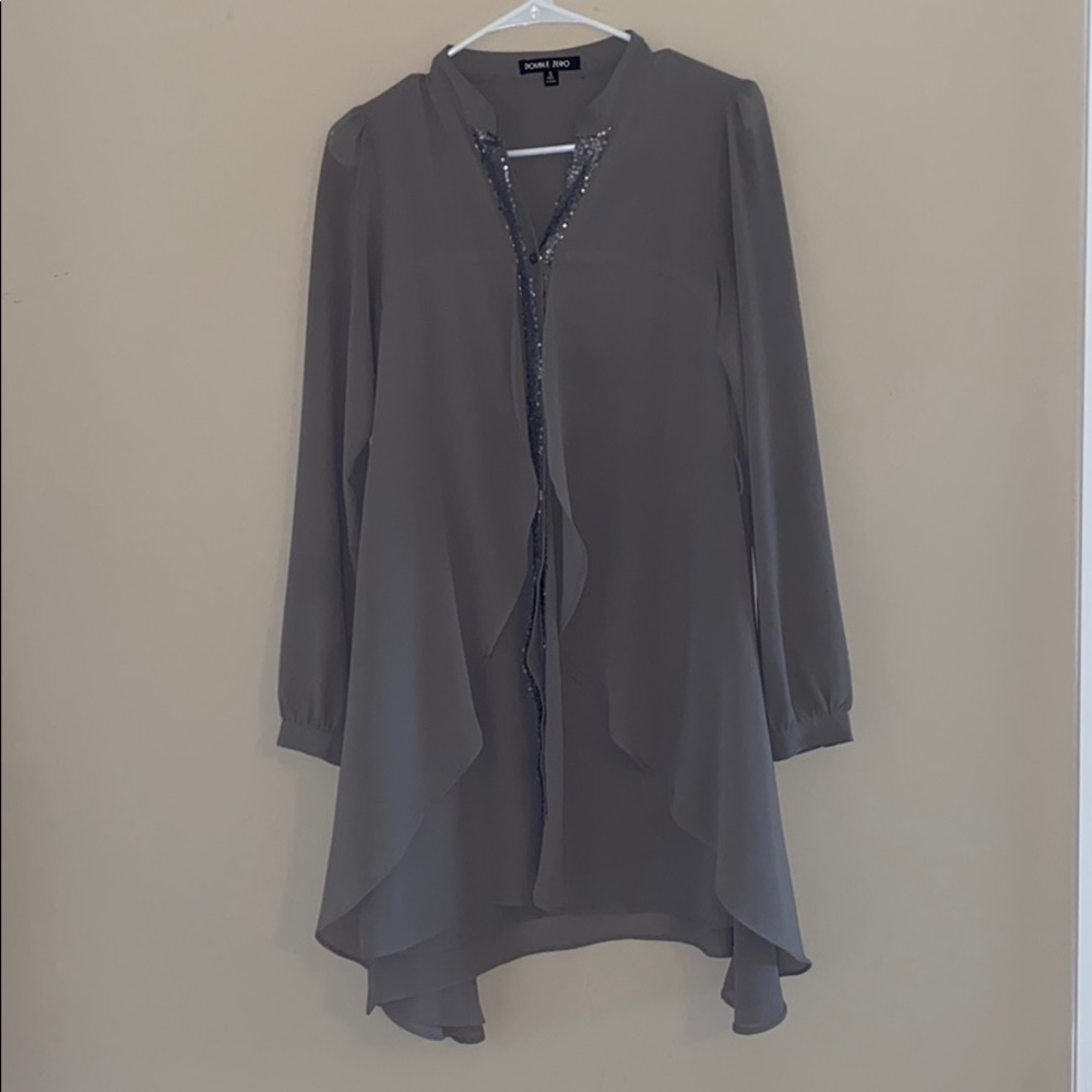 Grey sequin button down dress